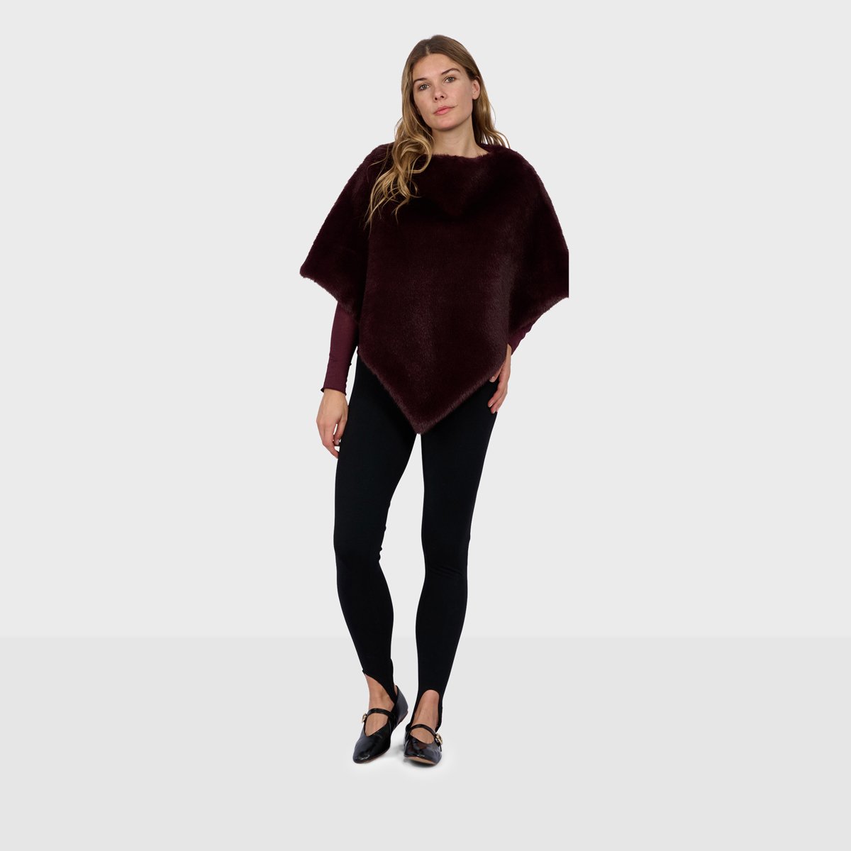 Poncho à coupe ample MEGEVE bordeaux, OAKWOOD
