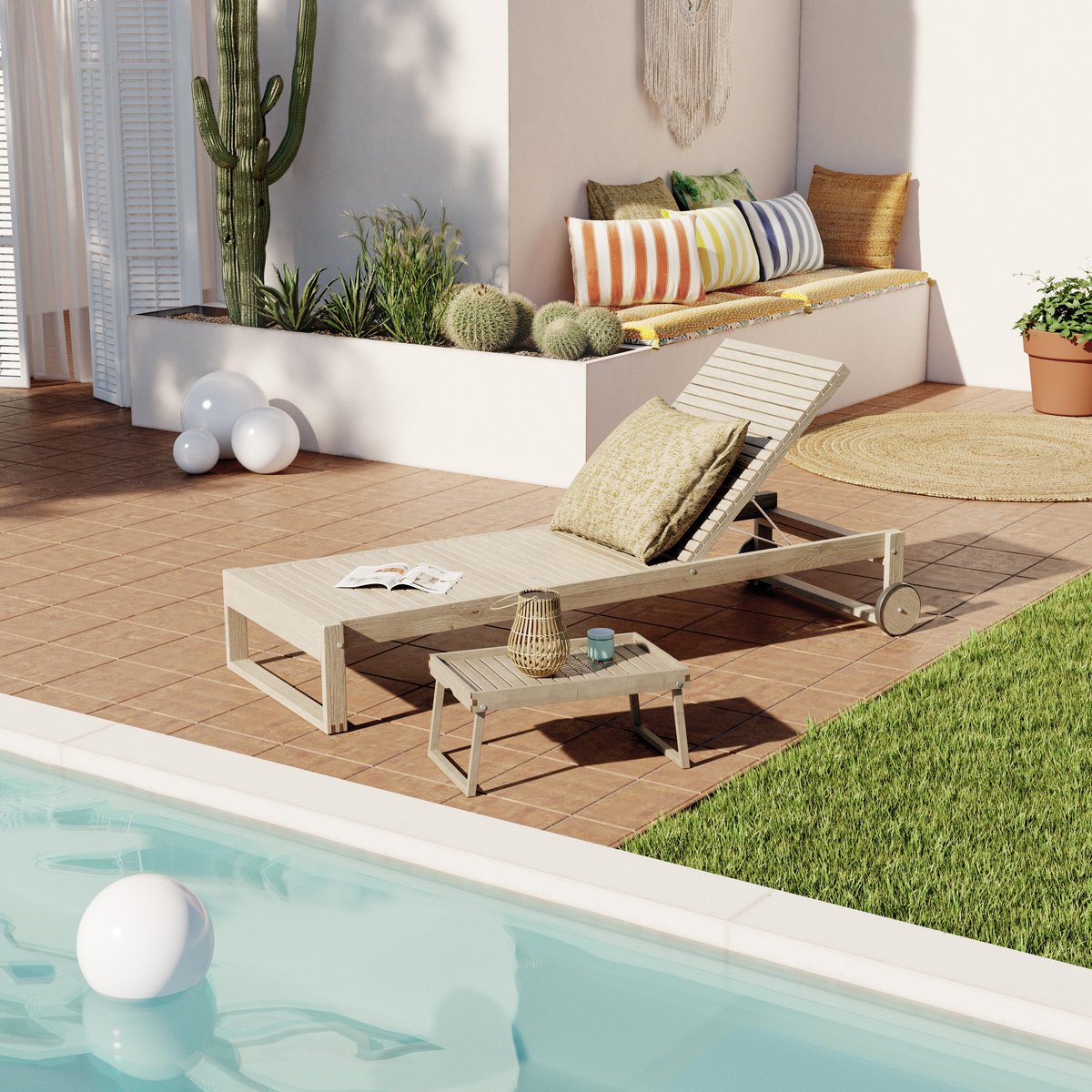 Lampe extérieure boule, ZONGO blanc, INSPIRE