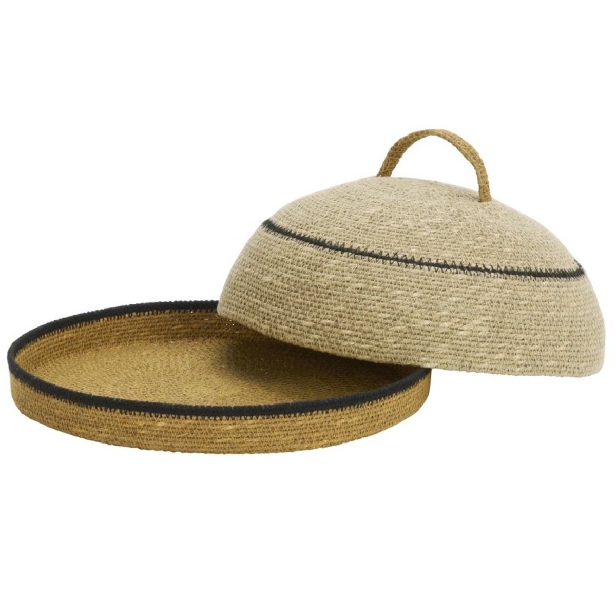 Plateau et cloche alimentaire herbier jaune, MADAM STOLTZ