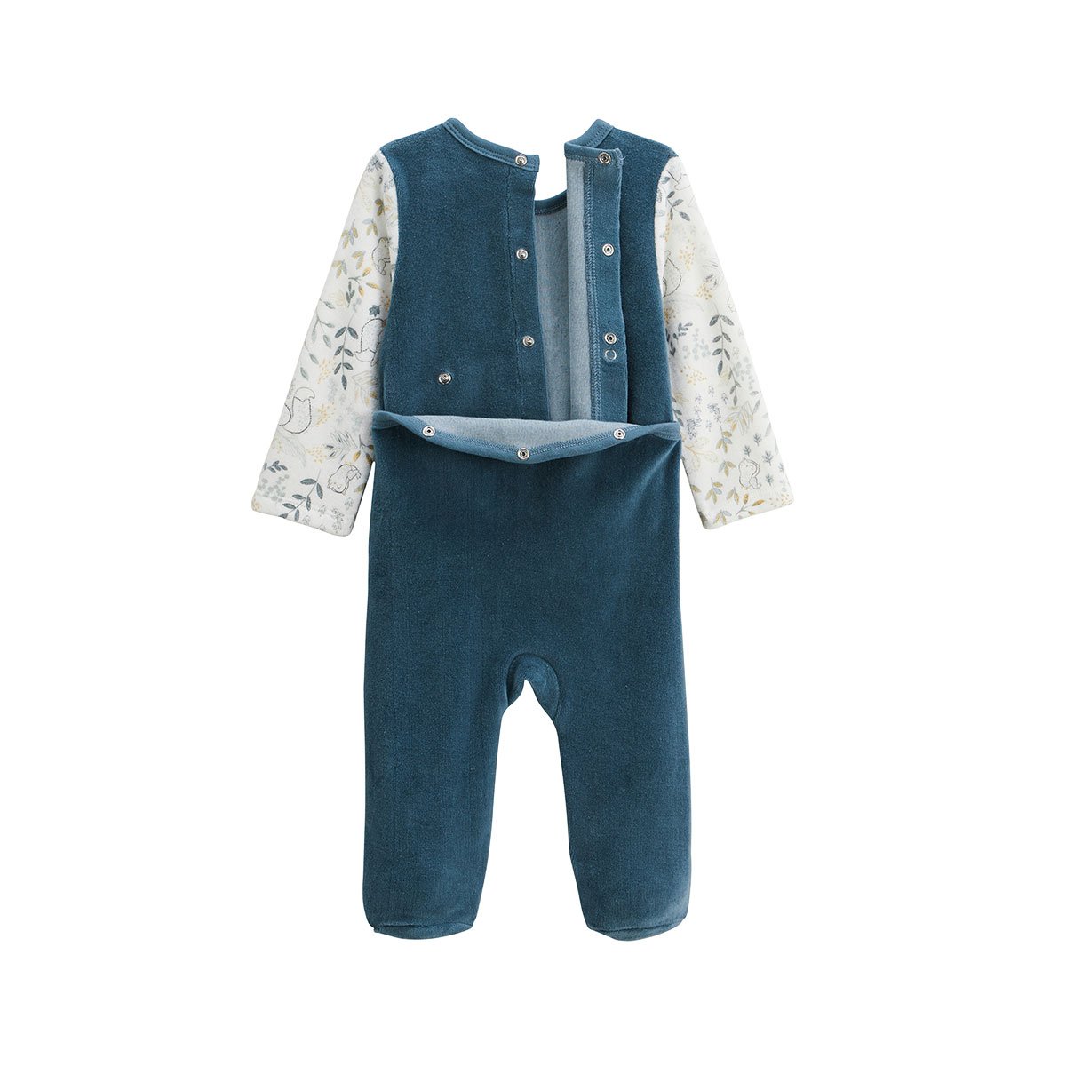 Pyjama bébé en velours Cacahuète bleu, PETIT BEGUIN