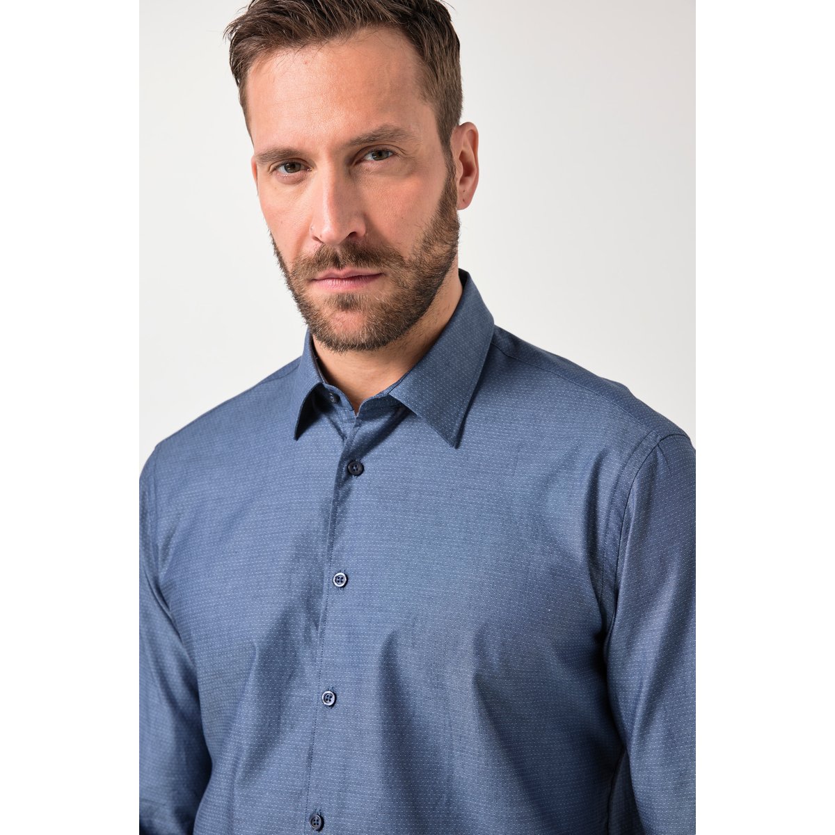 Chemise motif à pois bleu jean, JP1880