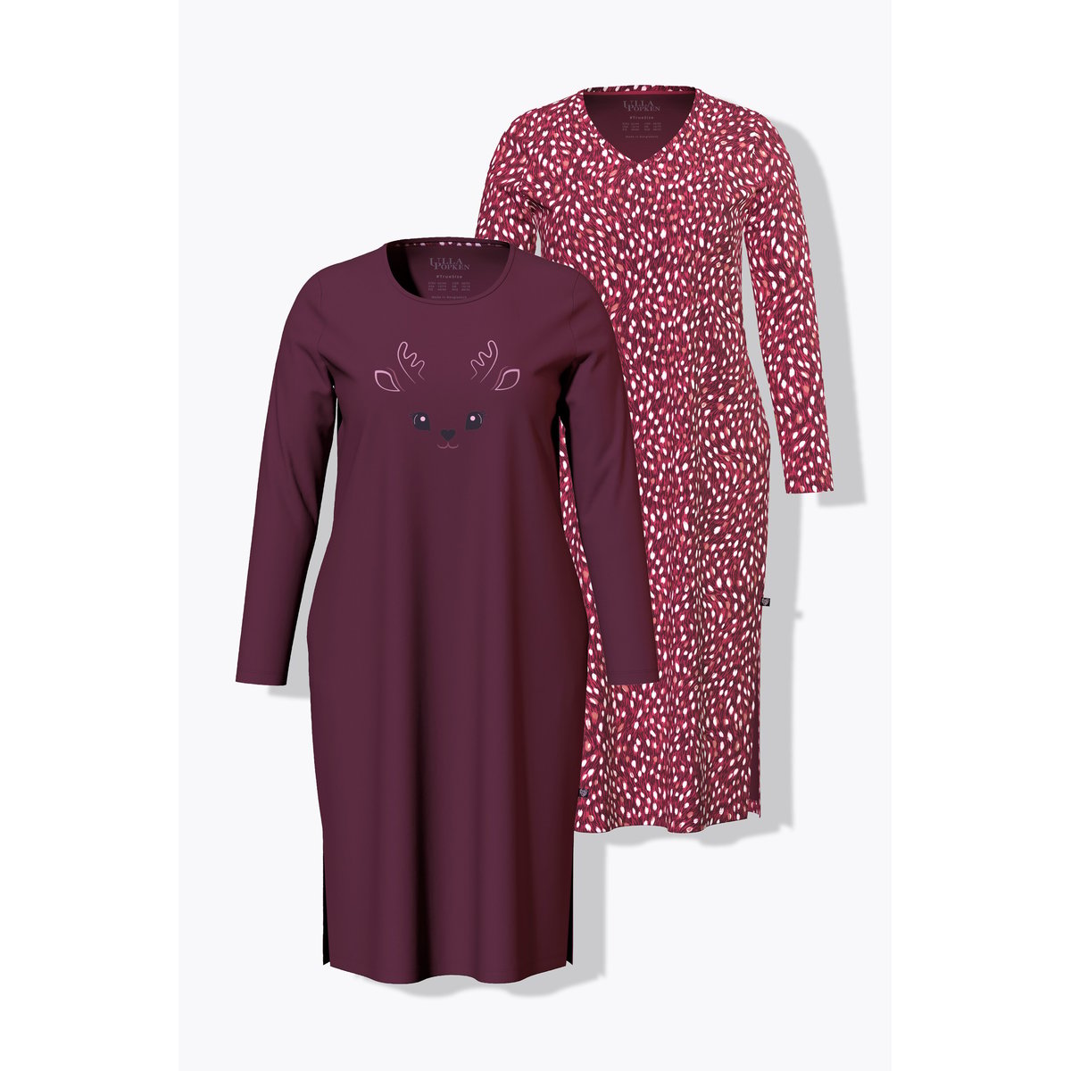 Lot de 2 chemises de nuit / grands T-shirts marron foncé, ULLA POPKEN