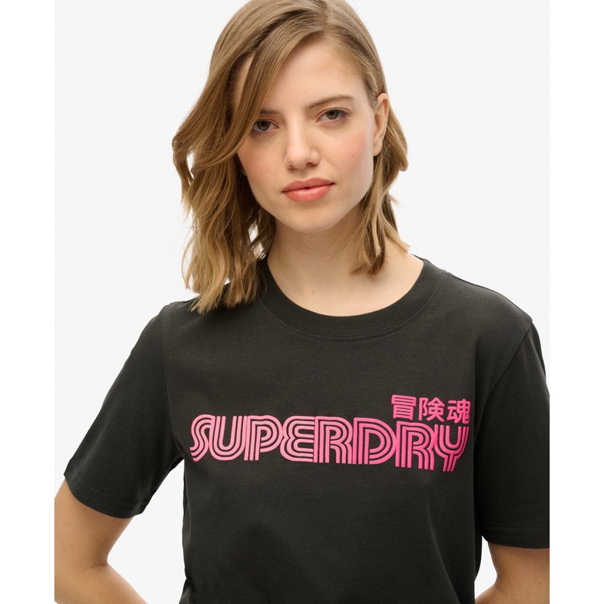 T-shirt Faded Core noir bison, SUPERDRY