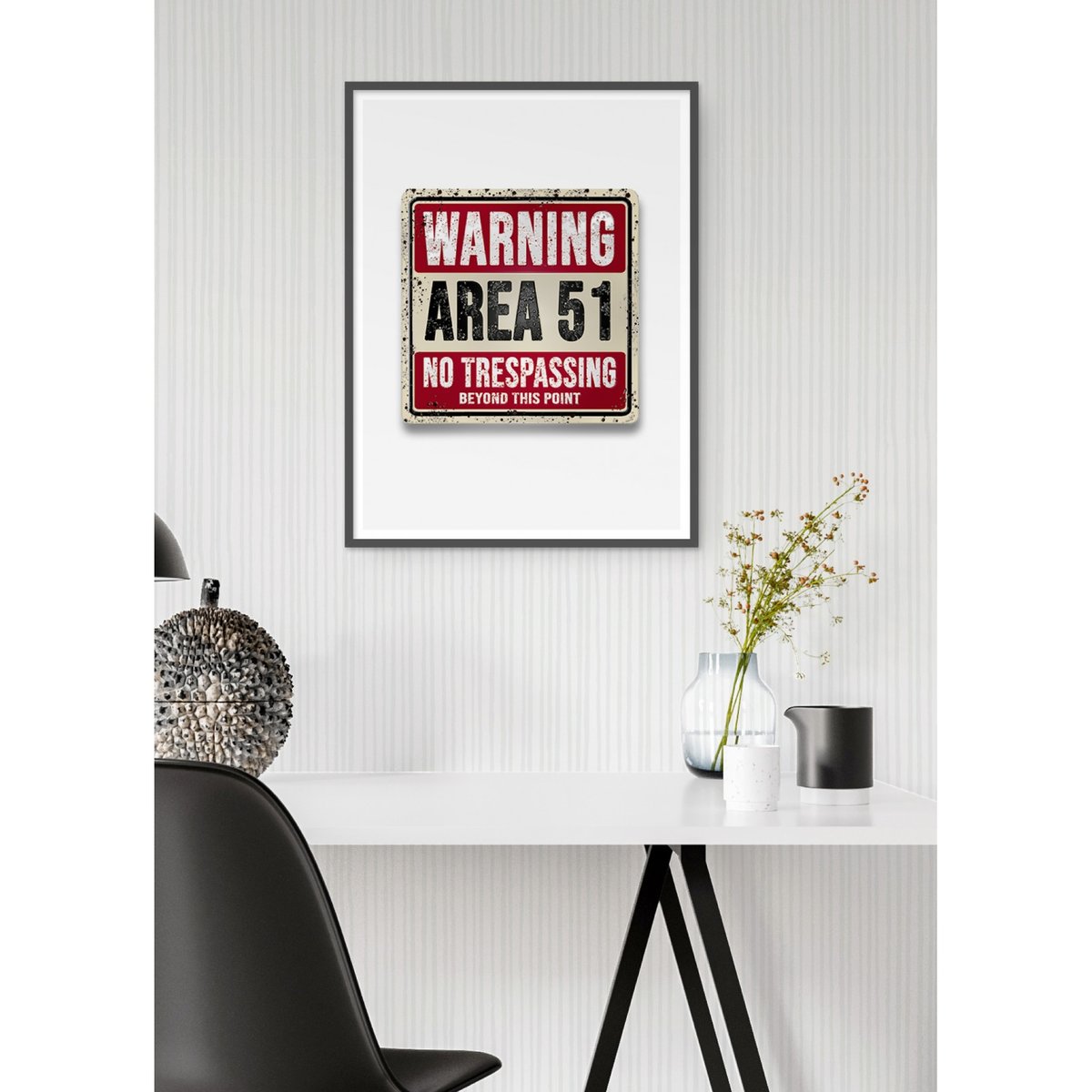 Affiche 'Warning Area 51' blanc, L'AFFICHERIE