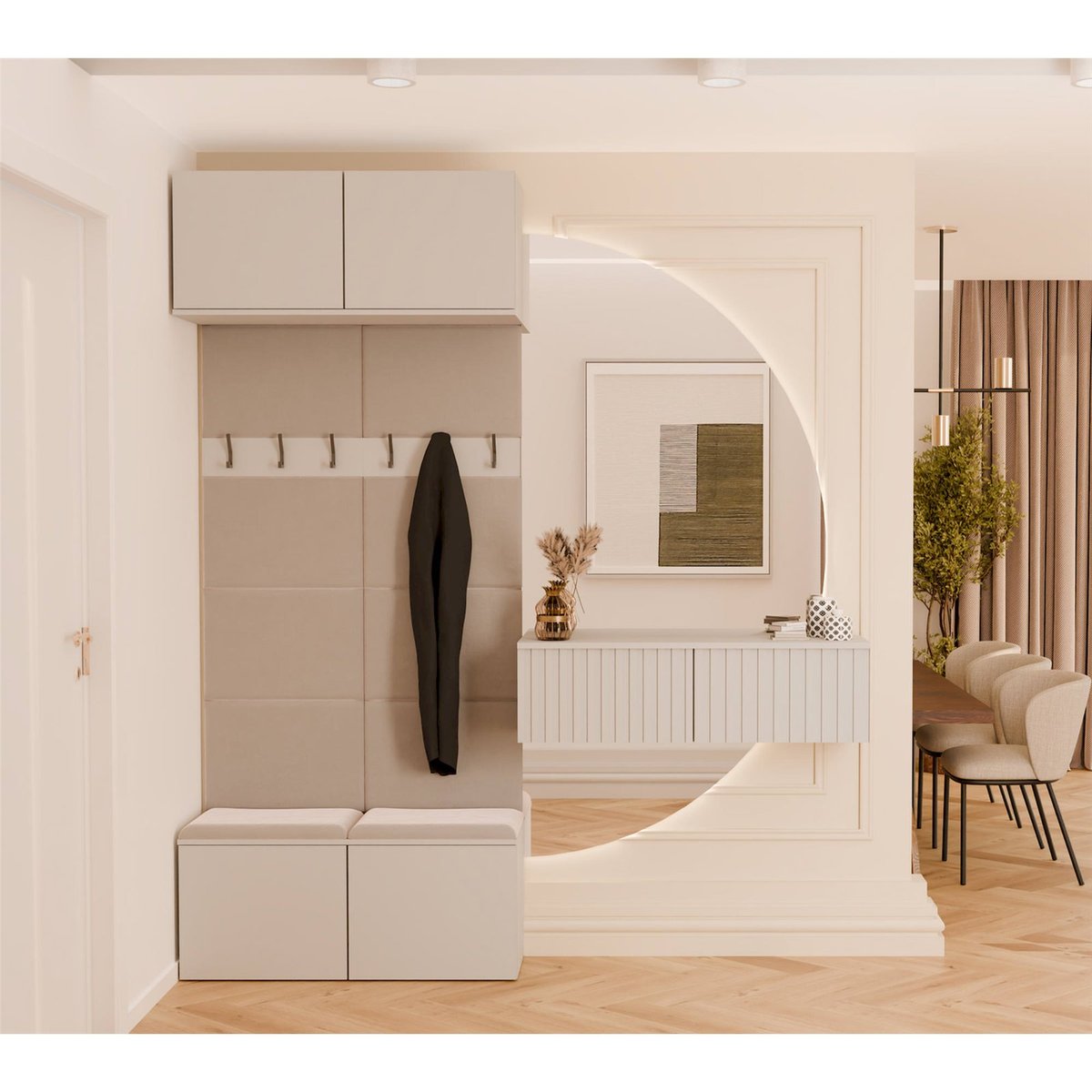 Garderobe d'entrée en bois collection HAGA cachemire et beige, RECOLLECTION