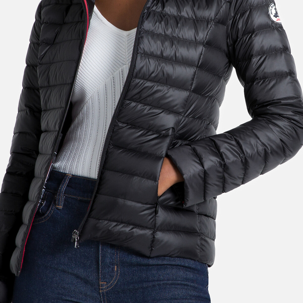 Cloe Quilted Padded Jacket with Hood and Zip Fastening black, JOTT