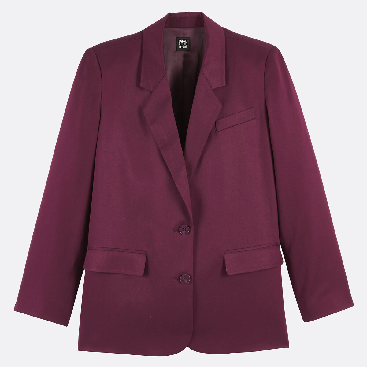 Blazer comprido de corte direito em TENCEL™ ameixa, LA REDOUTE COLLECTIONS