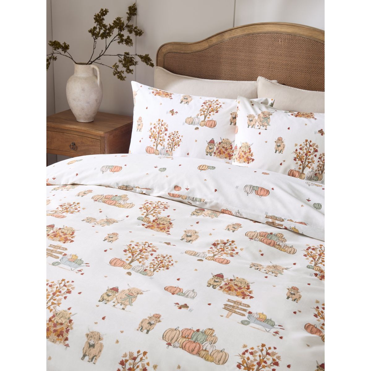 Housse de couette + taie citrouille, lot 2 naturel/vert, NEXT