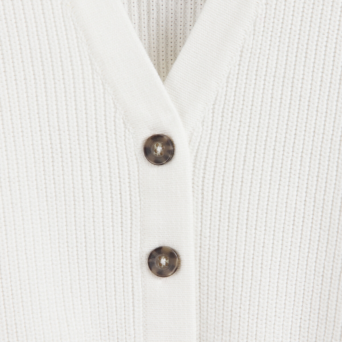 V-Neck Cardigan in Fine Knit ecru , LA REDOUTE COLLECTIONS
