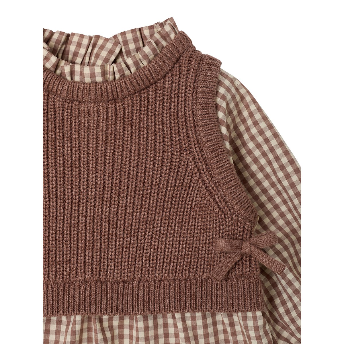 Robe 2 en 1 manches longues chocolat, VERTBAUDET