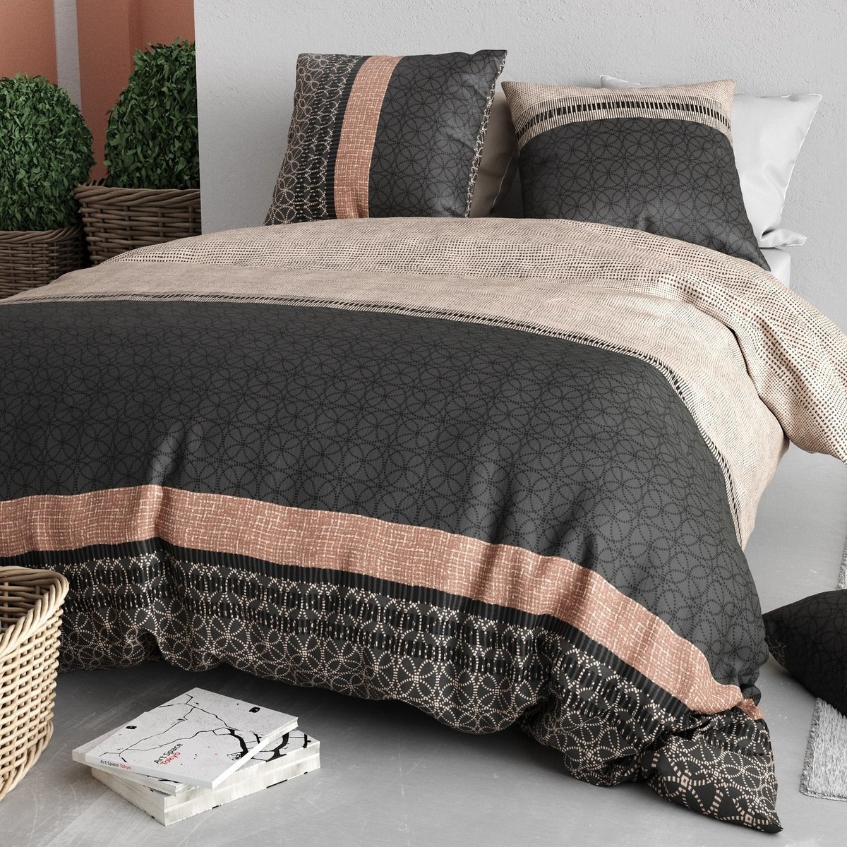 Parure de lit - Housse de couette coton 57 fils multicolore, EDEN