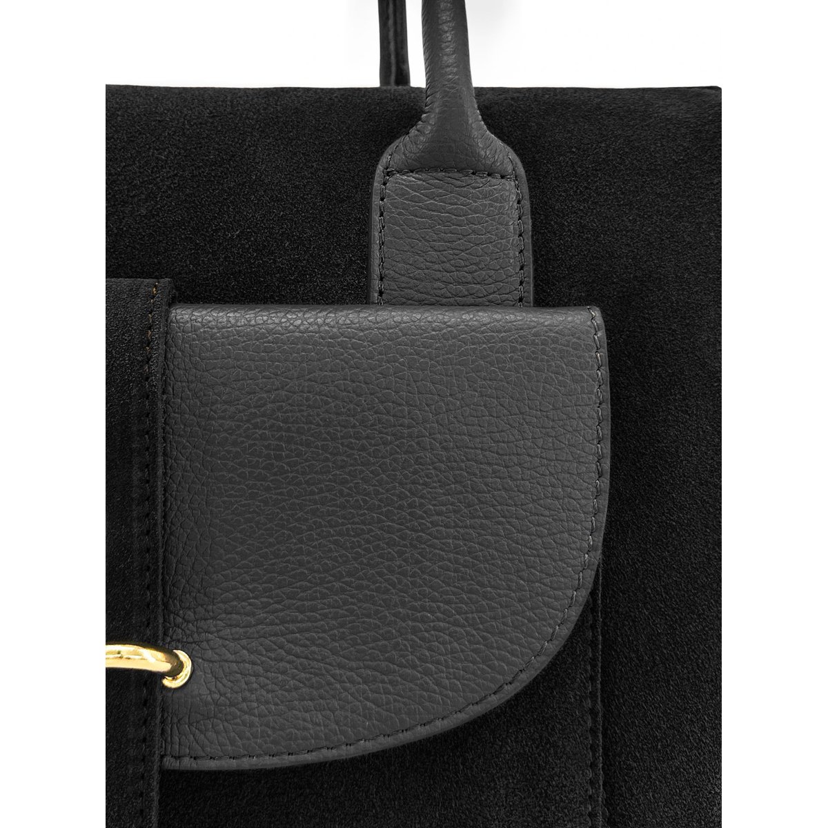 Sac bowling en cuir grainé et croûte de cuir EDITO noir, OH MY BAG