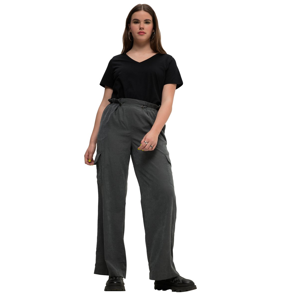 Pantalon cargo à coupe large et droite gris vert, STUDIO UNTOLD