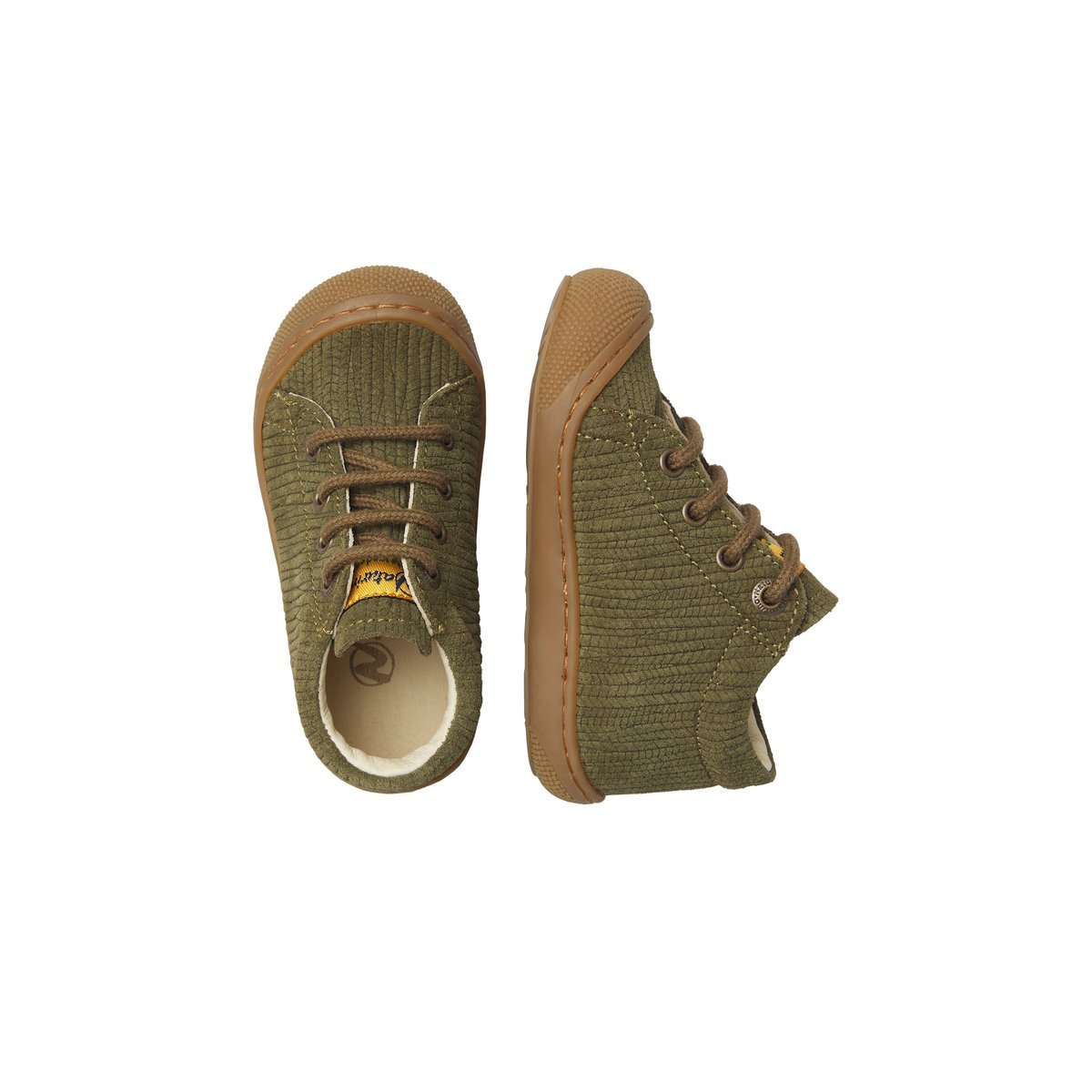 Chaussures premiers pas en suède COCOON kaki-gris, NATURINO