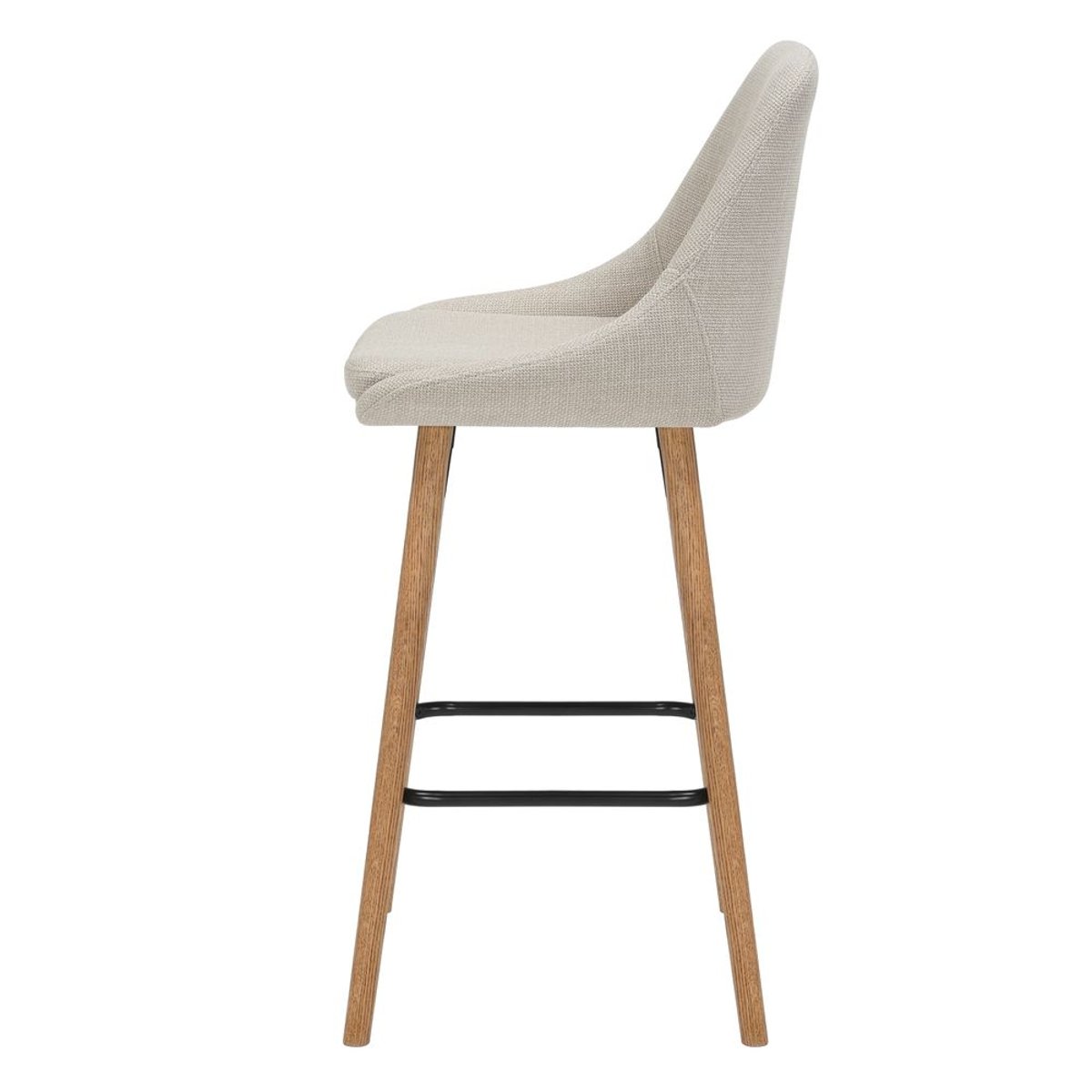 Chaise snack en tissu crème pied chêne ecru, ZAGO