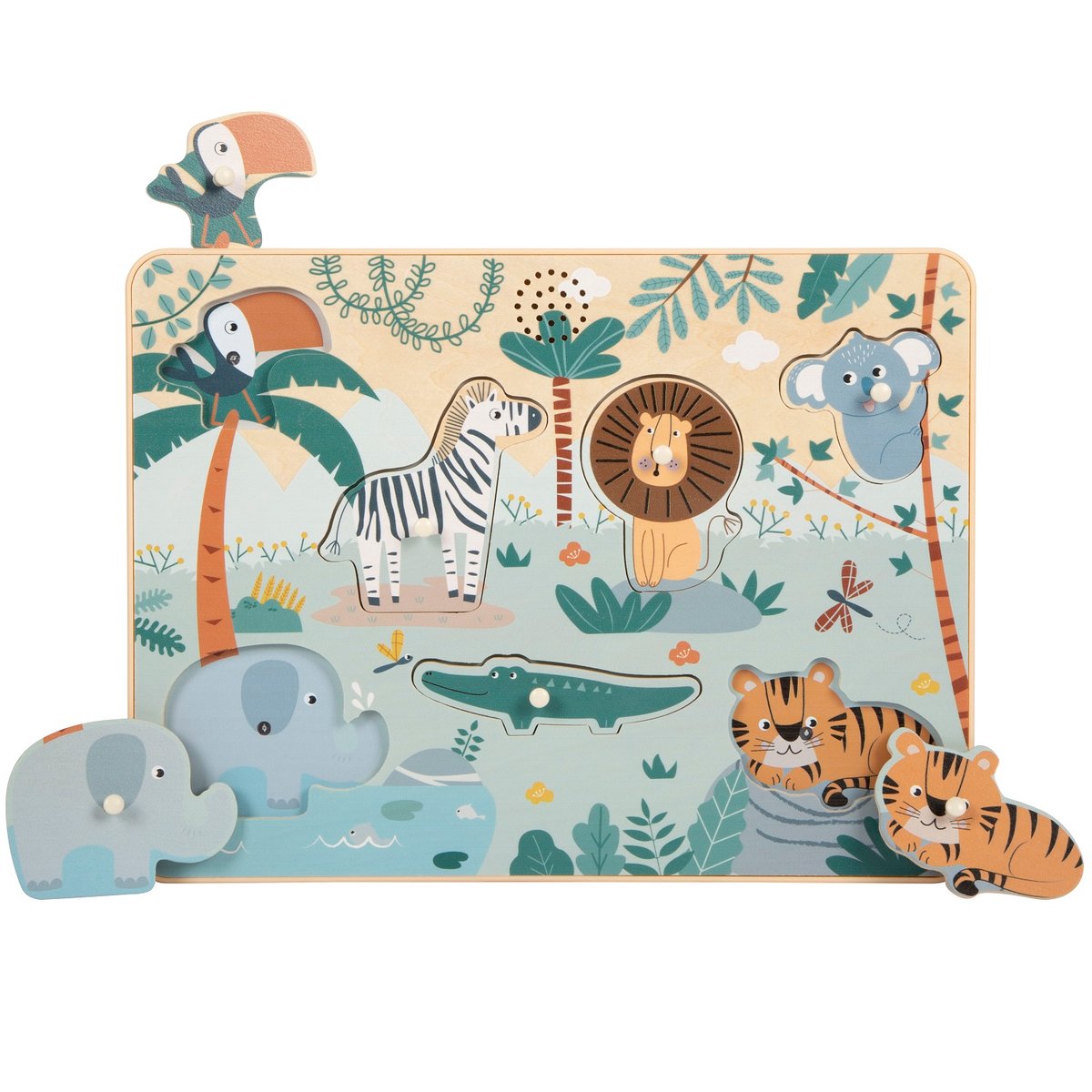 Puzzle sonore Safari bleu, SMALL FOOT COMPANY