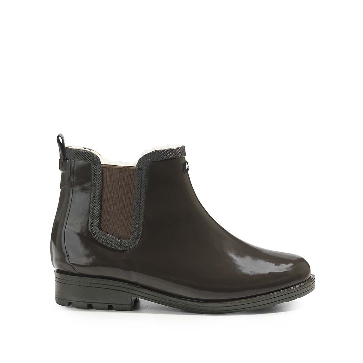 Carville Fur 2 Ankle Rain Boots with Faux Fur Lining khaki, AIGLE