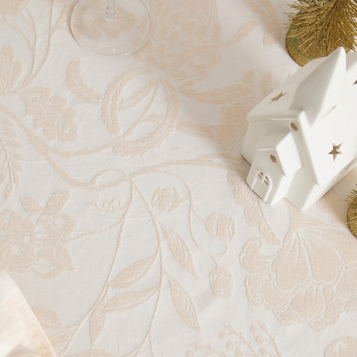 Nappe coton jacquard, LINDA ivoire, LA REDOUTE INTERIEURS