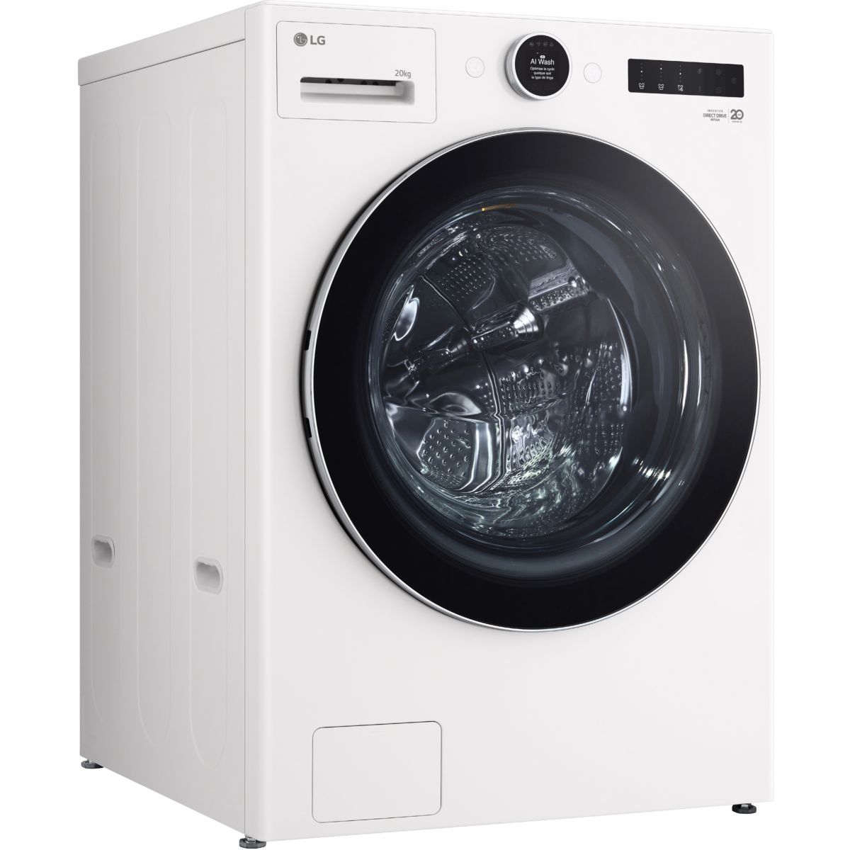 Lave linge hublot F20F12WST - 20 kg - 1000 tr/min - Classe A - Moteur induction direct drive - Connecté wifi couleur unique, LG