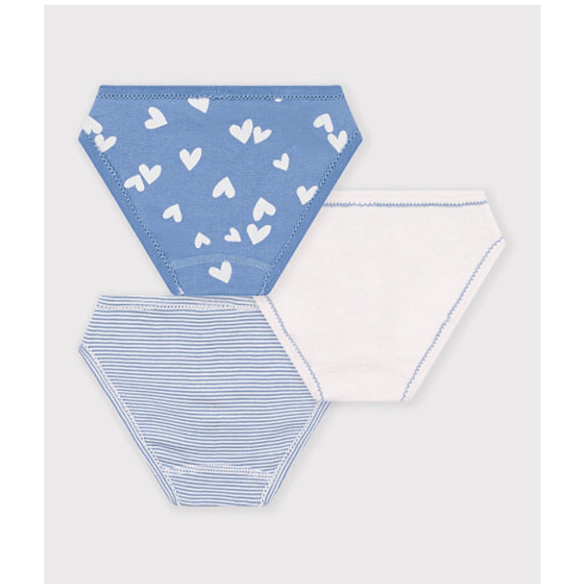 Lot de 3 culottes rose + bleu + imprimé, PETIT BATEAU
