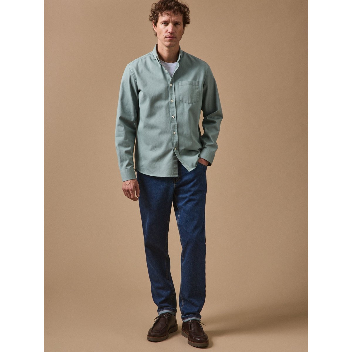 Chemise twill délavé - coupe contemporaine celadon, CYRILLUS
