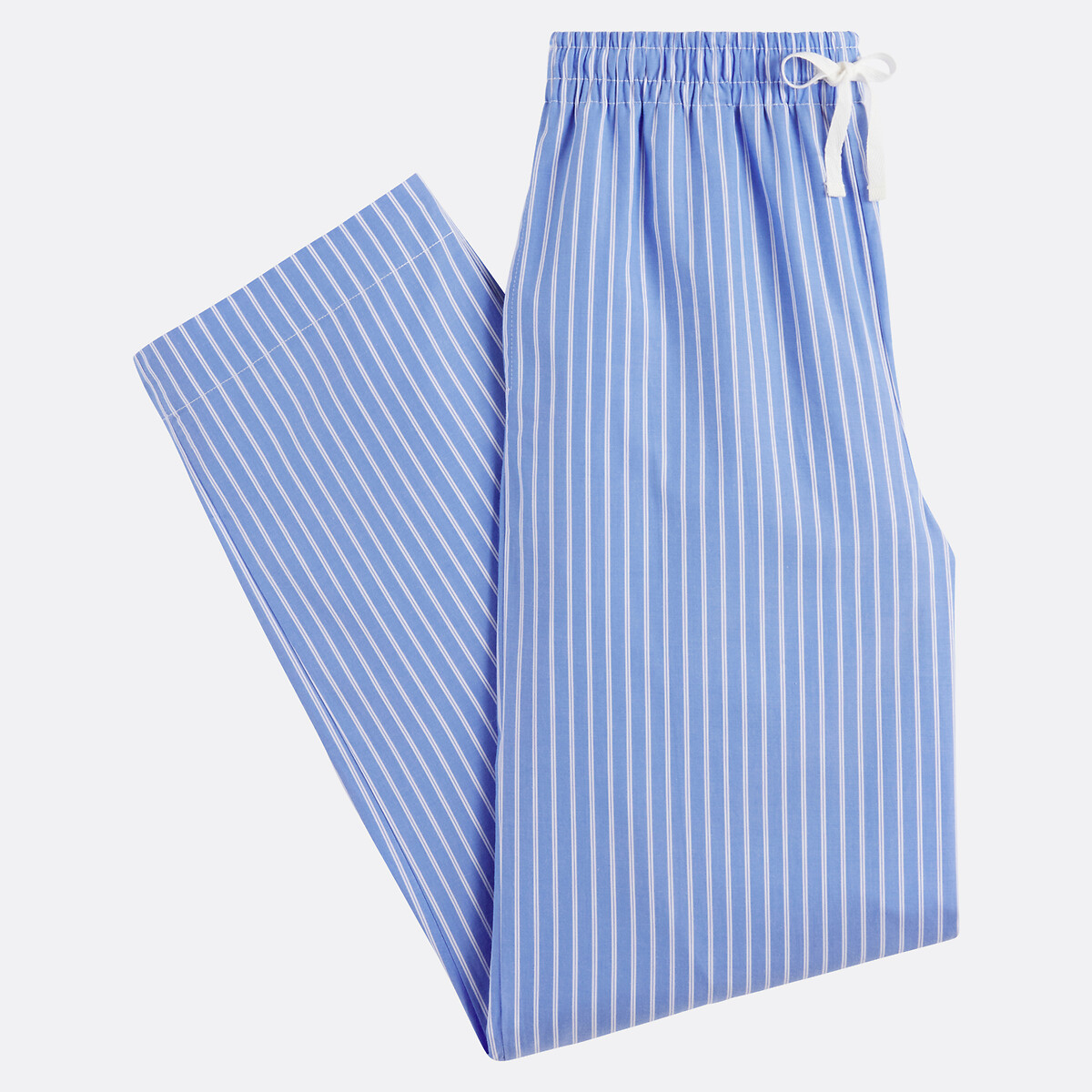 Pantalon de pyjama rayé, en pur coton rayé bleu ciel, LA REDOUTE COLLECTIONS