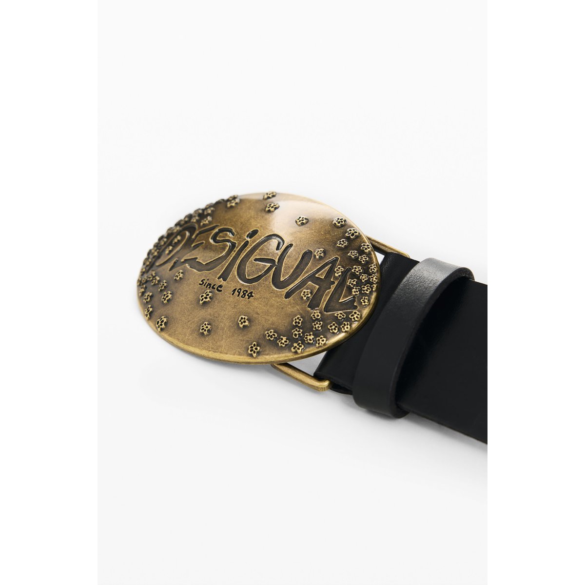 Ceinture cuir boucle logo noir, DESIGUAL