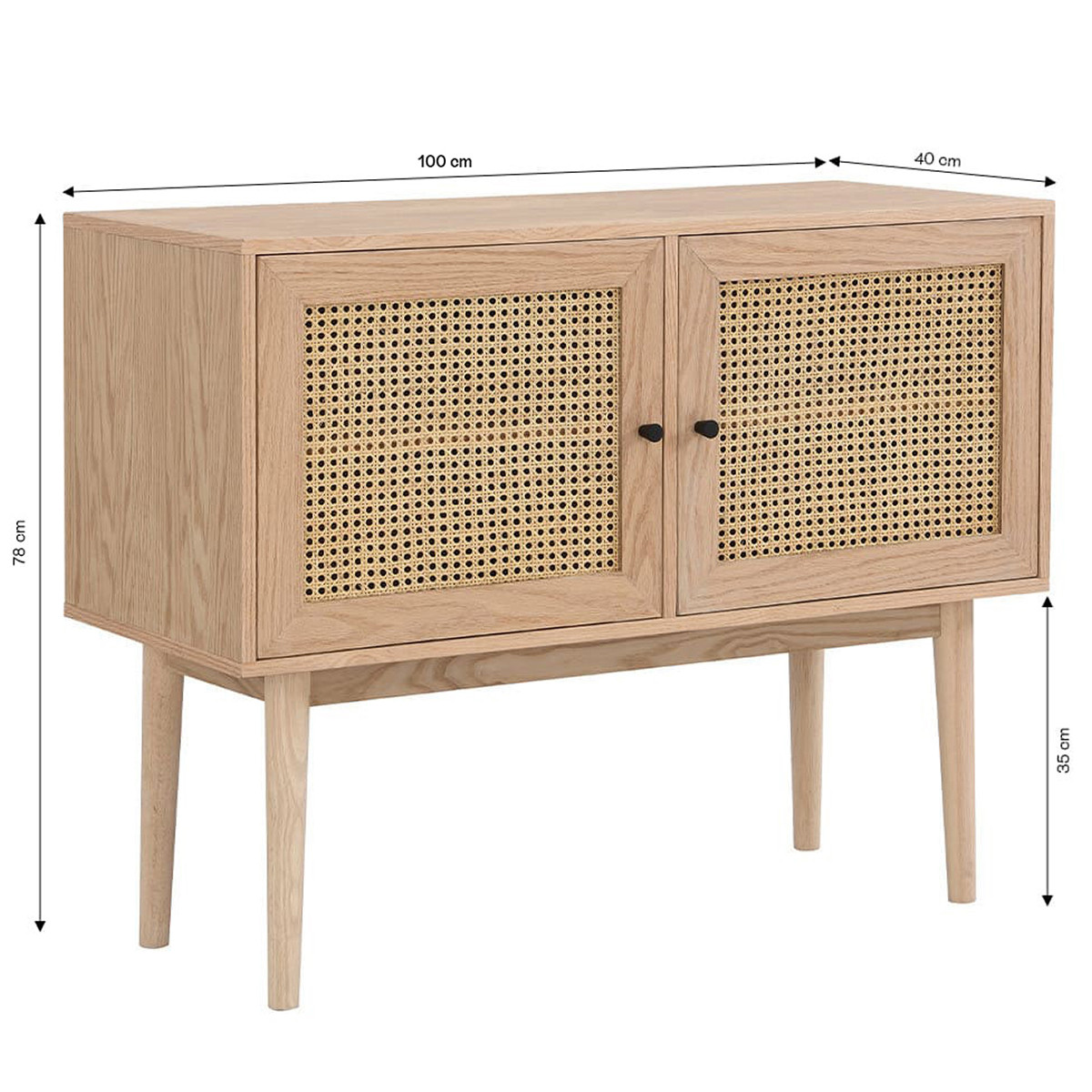 Buffet 2 portes en cannage et bois - EDEN naturel, HOMIFAB