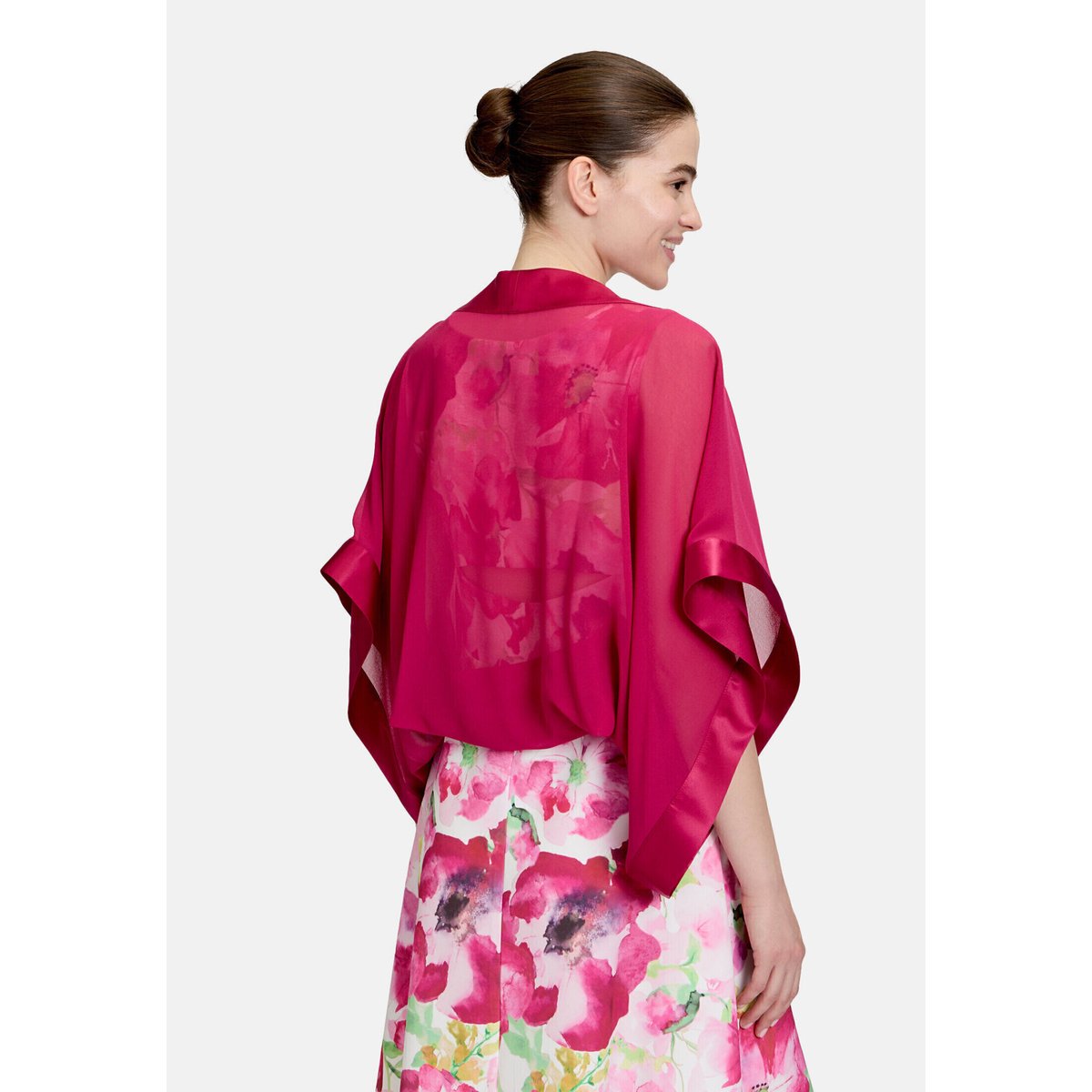 Étole en chiffon à manches 3/4 dark raspberry, VERA MONT