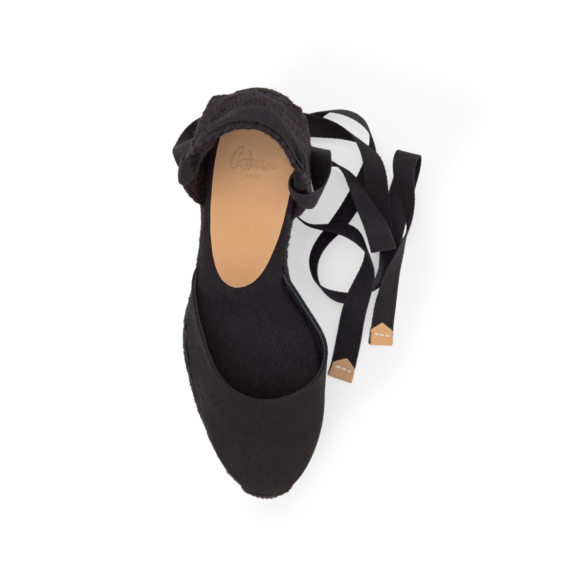 Espadrilles compensées à lacets avec plateforme tressée CARINA EXTRA PLATFORM noir, CASTANER