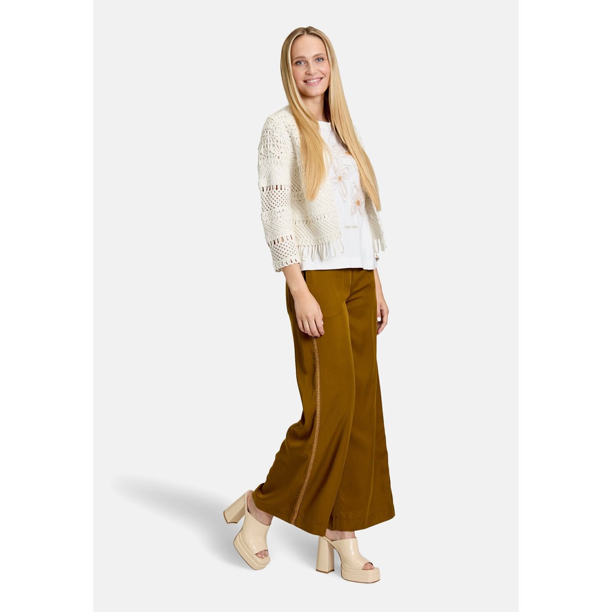 Cardigan en maille casual à encolure ronde pumice stone, CARTOON