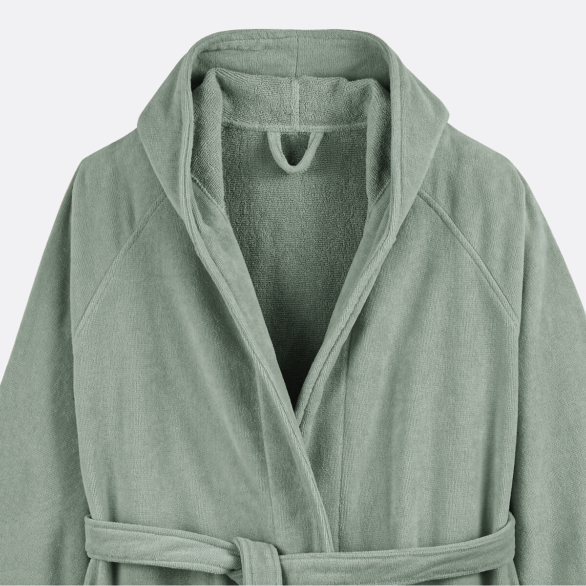 Trizie 450 G/m2 Velvet Terry Hooded Bathrobe sage green, LA REDOUTE INTERIEURS