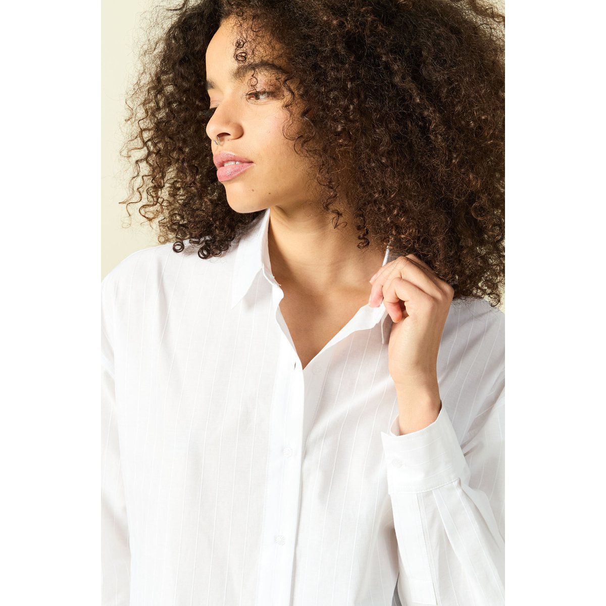 Chemise oversize en coton ecru, BONOBO