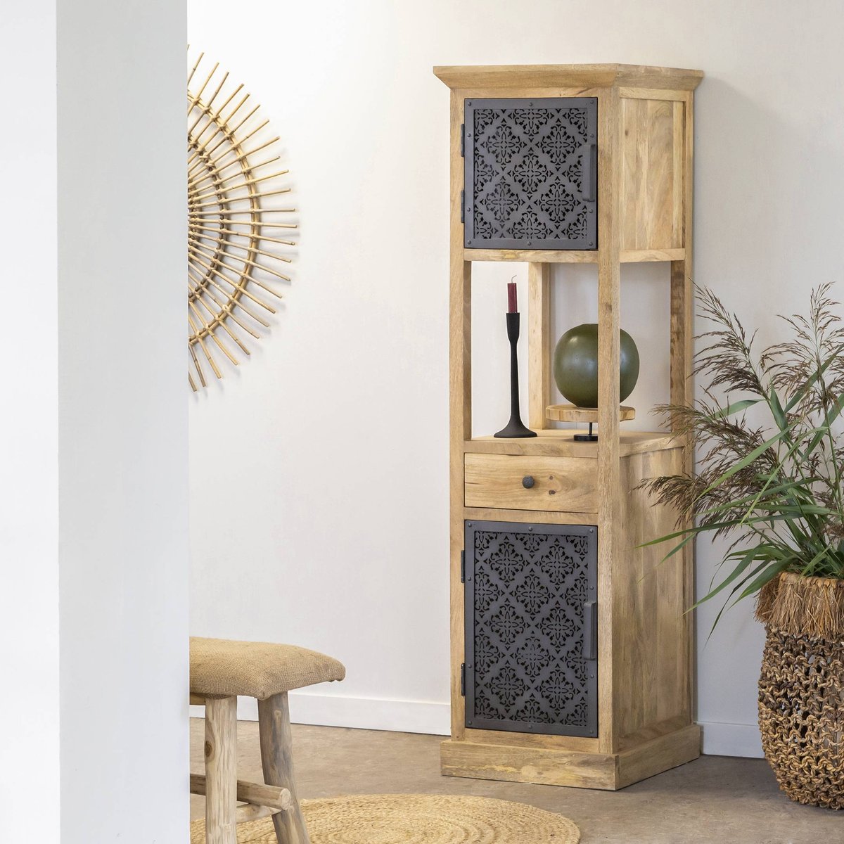 Colonne en bois de manguier SAHARA noir, MADE IN MEUBLES
