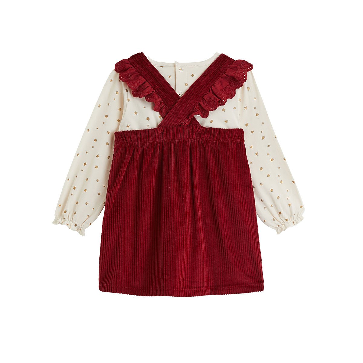 Ensemble bébé robe en velours côtelé et t-shirt Grace bordeaux, PETIT BEGUIN