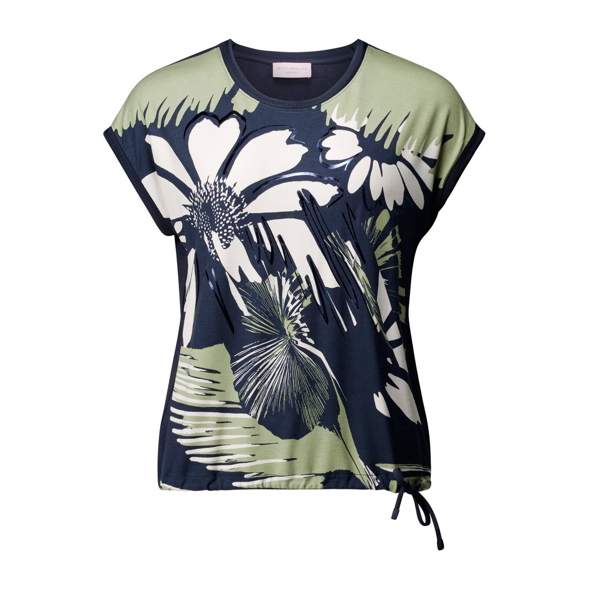 Haut imprimé à cordon coulissant sous tunnel dark blue/khaki, BETTY BARCLAY
