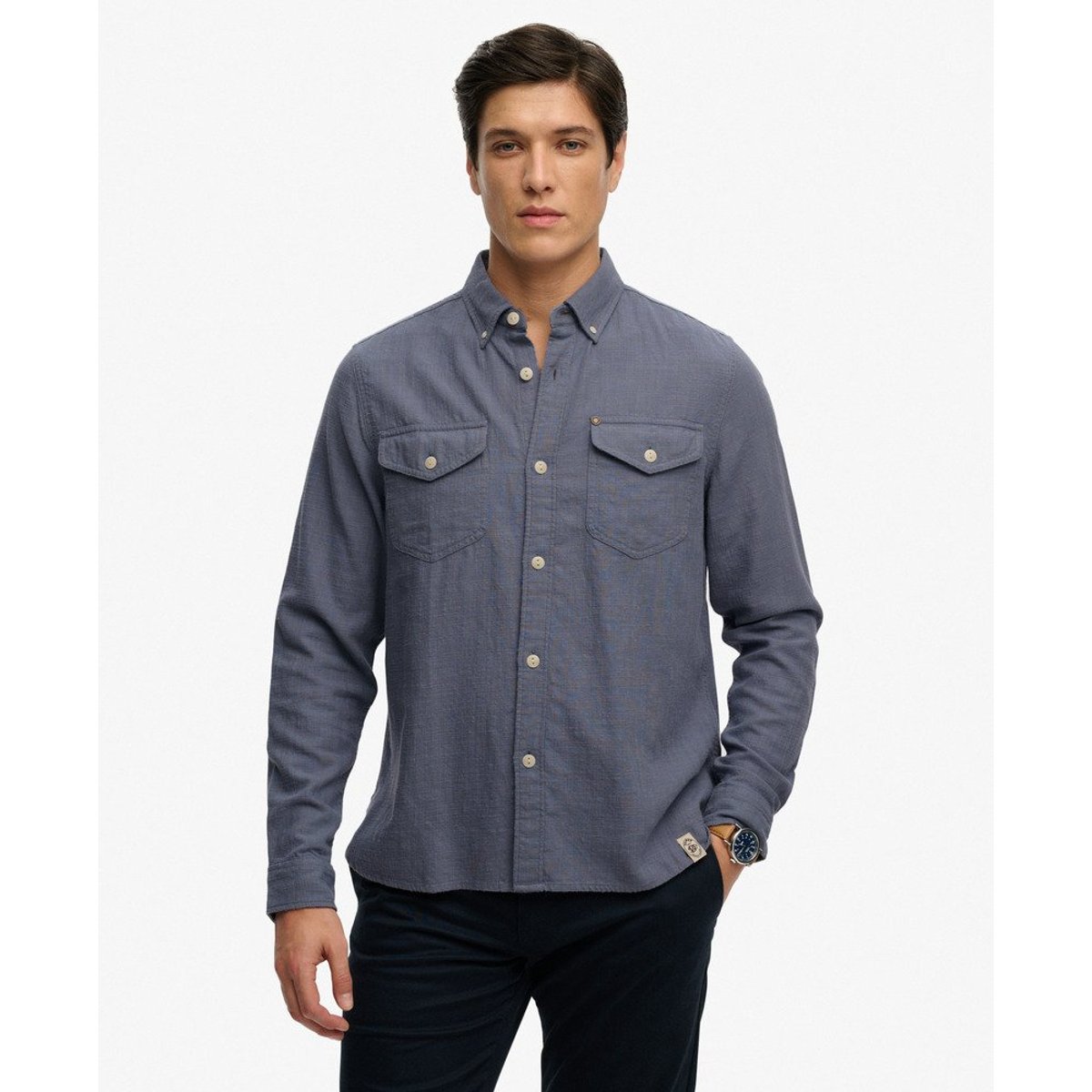 Chemise Manches Longues The Merchant Store Lite bleu silex, SUPERDRY