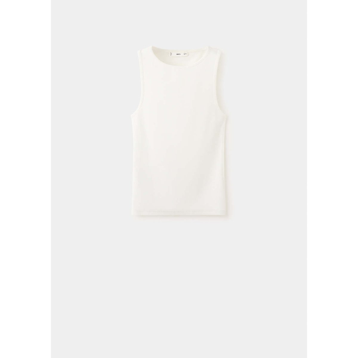 Top côtelé en coton blanc, MANGO