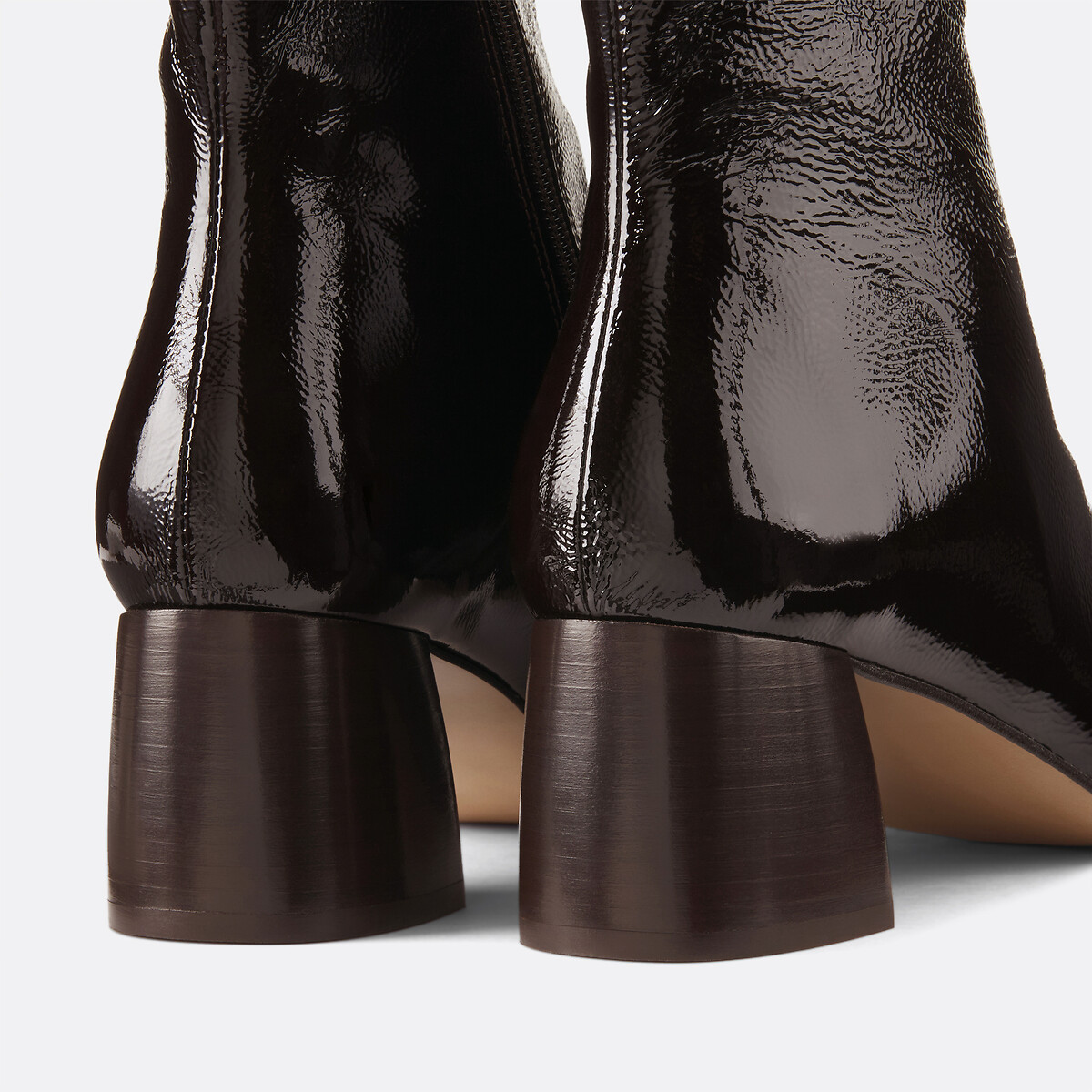Boots en cuir vernis bordeaux, LA REDOUTE COLLECTIONS