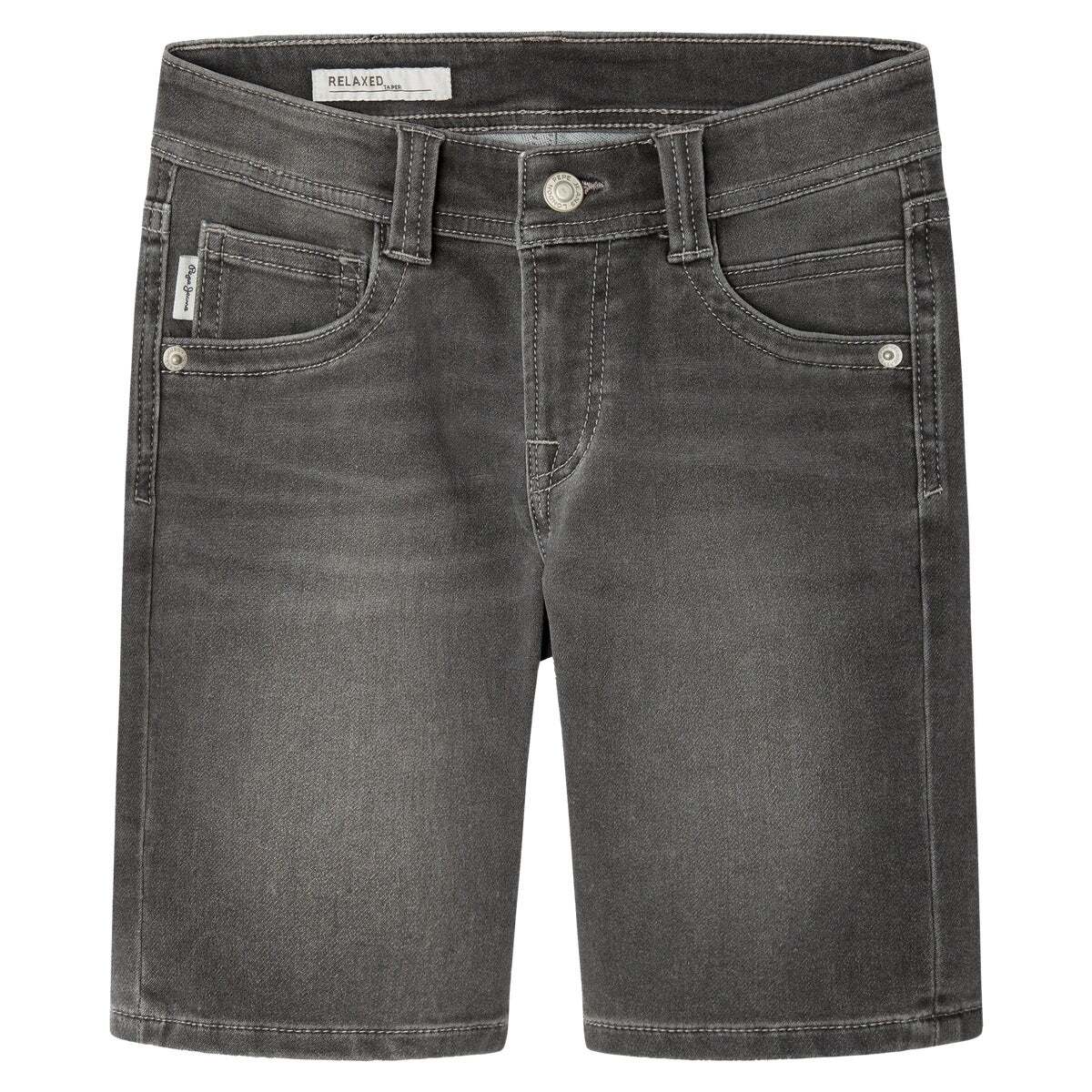 Bermuda En Denim Coupe Slim gris délavage authentique, PEPE JEANS