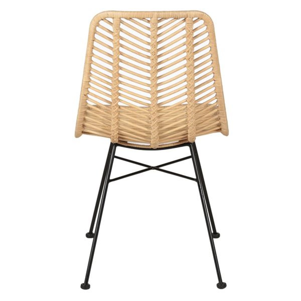 Chaise repas en rotin et métal noir naturel, ZAGO