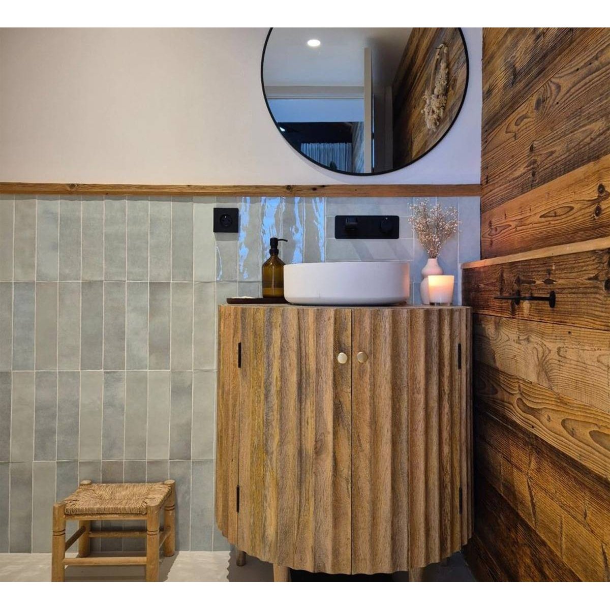 Meuble sous vasque en bois de manguier BAO bois clair, MADE IN MEUBLES