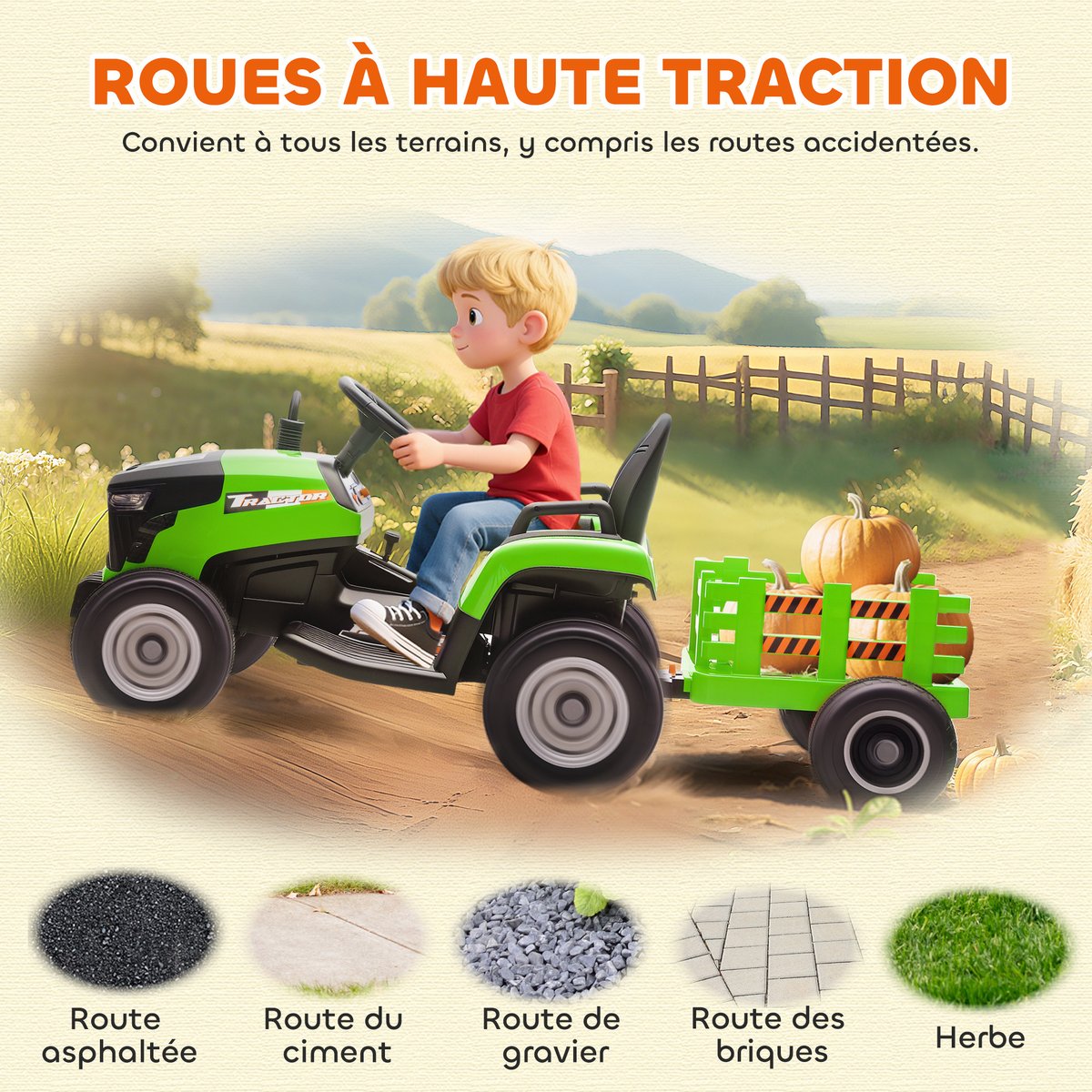Voiture de chantier électrique à conducteur vert, AIYAPLAY