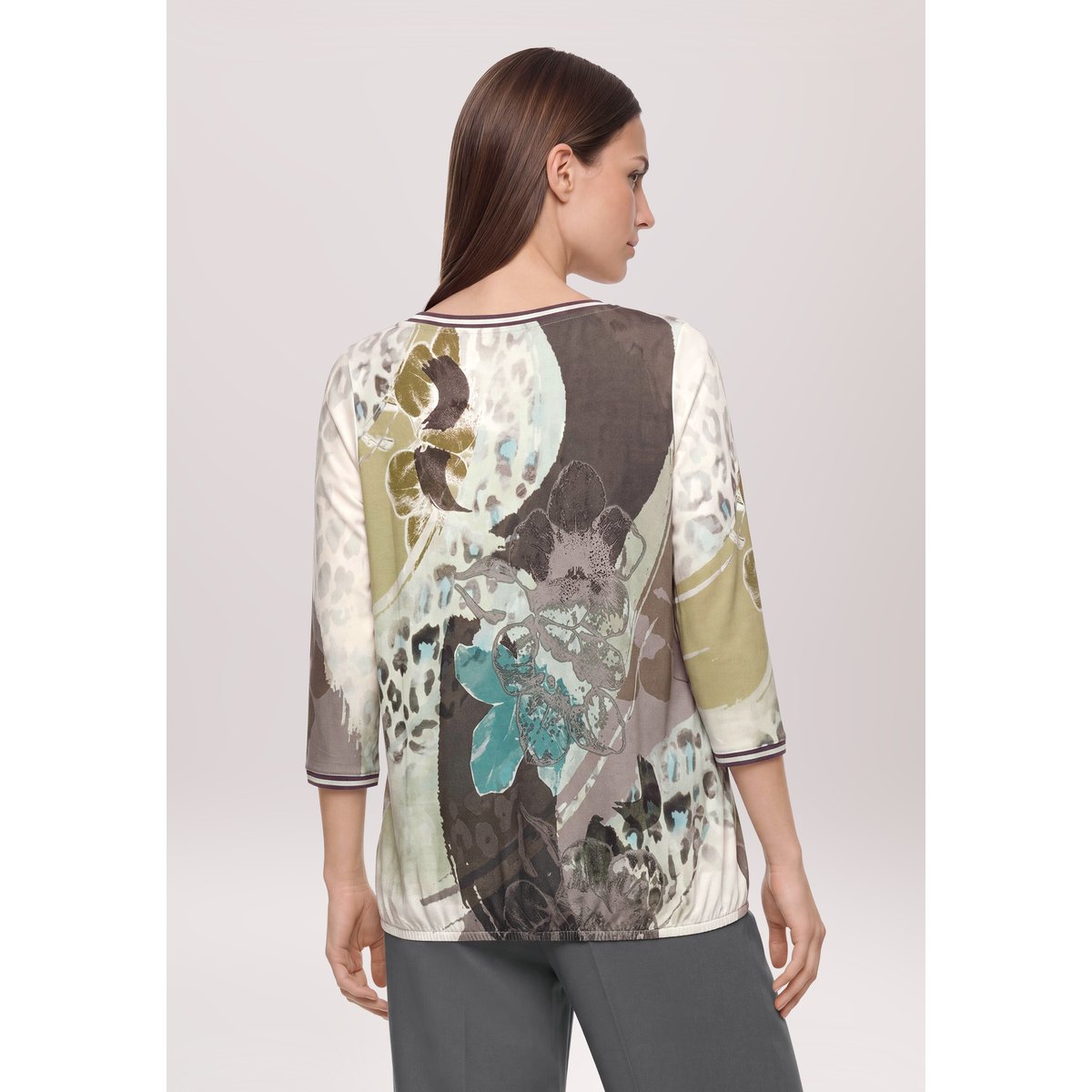 Haut casual à cordon coulissant sous tunnel grey/petrol, BETTY BARCLAY