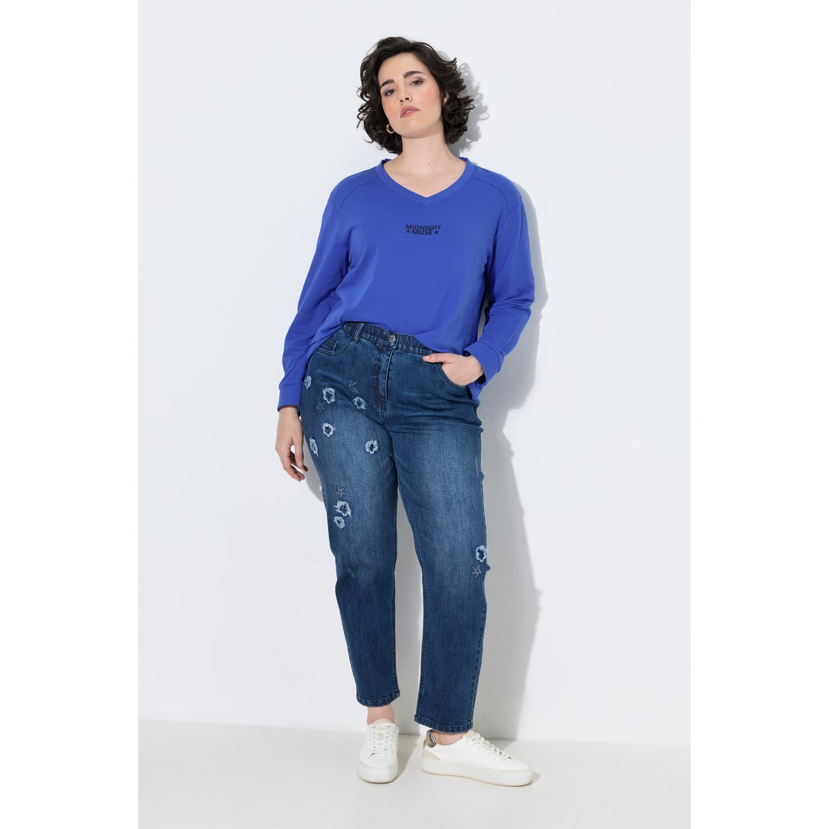 Jean Mom-Fit, 5 poches, matière extensible bleu jean, ULLA POPKEN