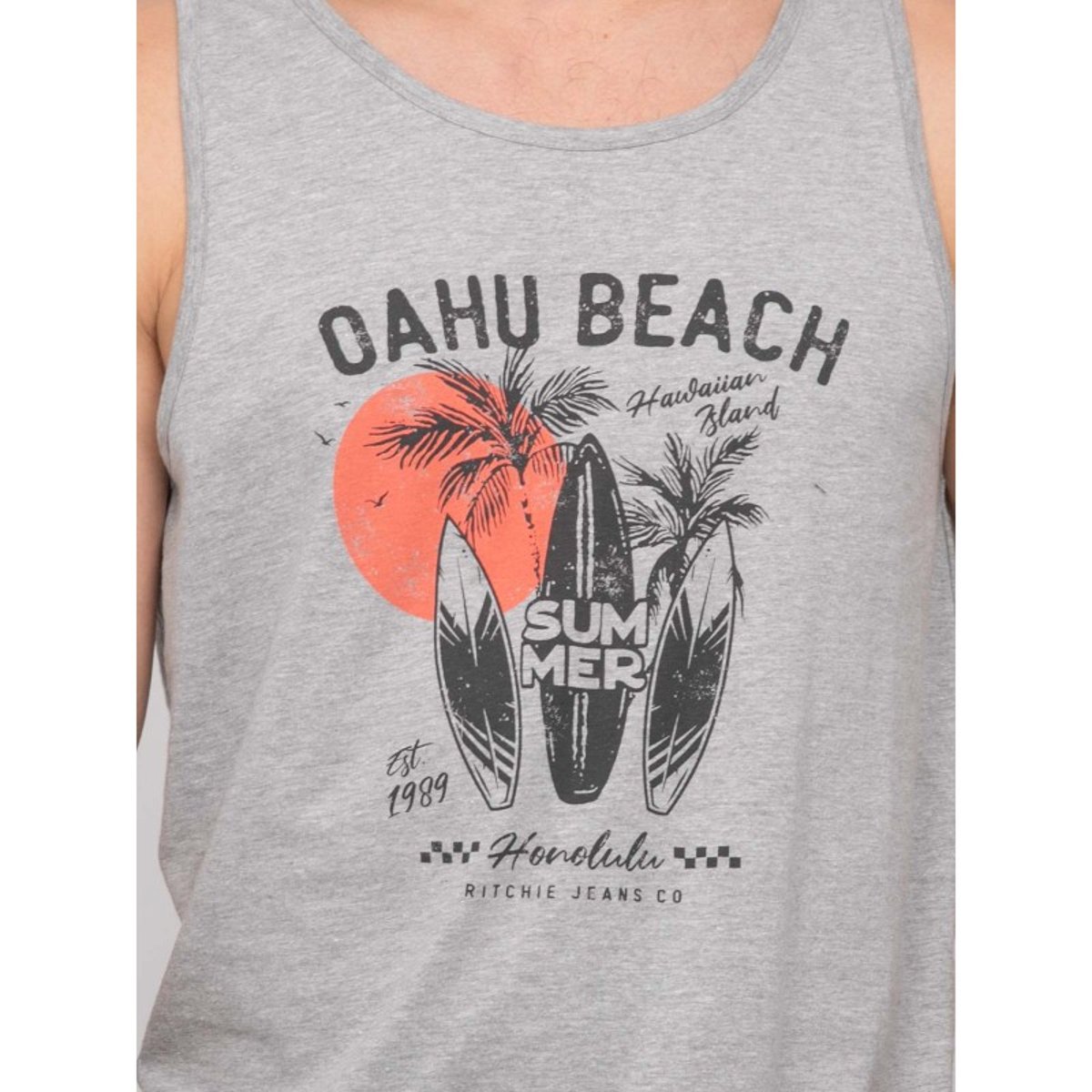 T-shirt Sans Manches Coton Nination gris chiné, RITCHIE