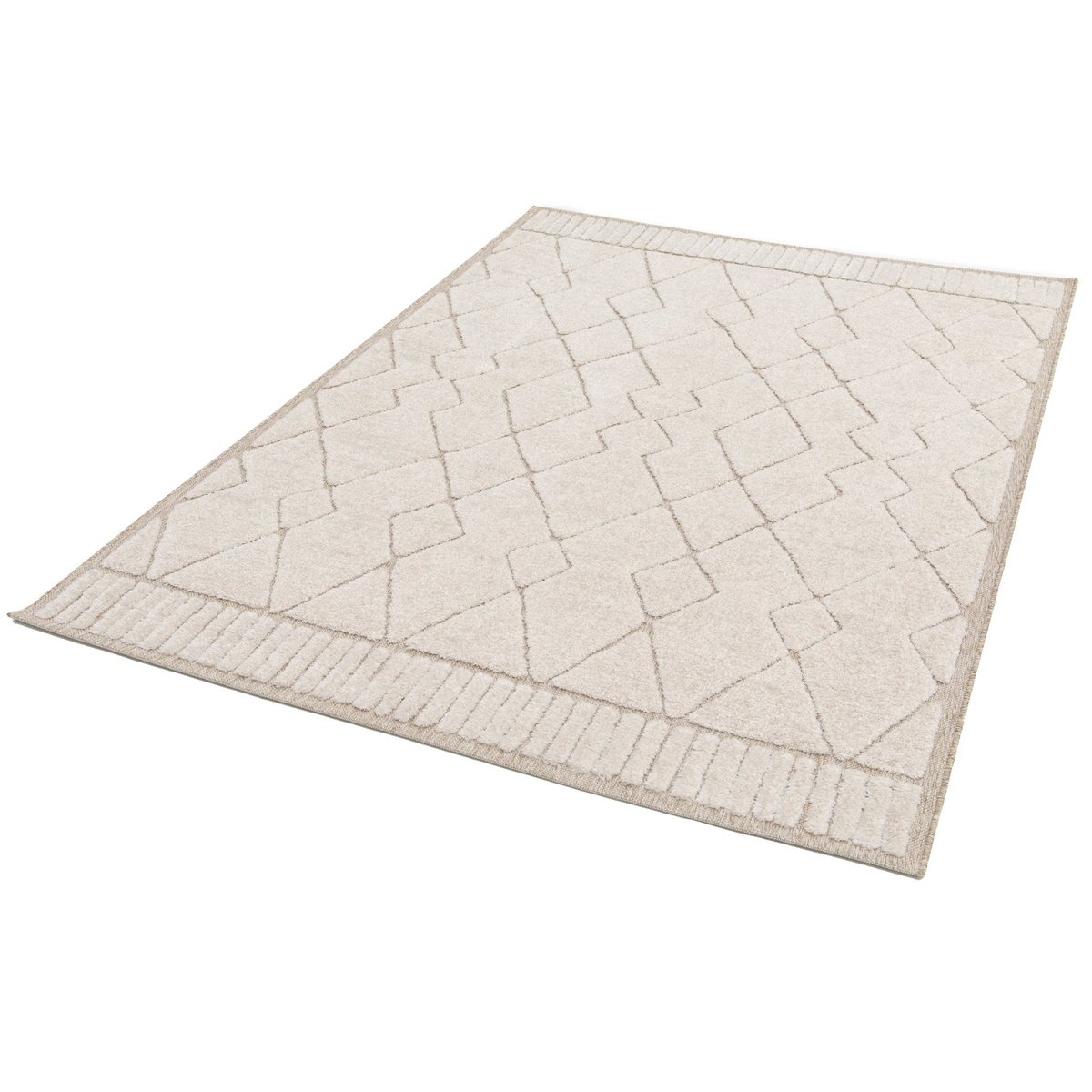 Tapis design inspiration ethnique effet relief ALBA beige sable, AFK LIVING