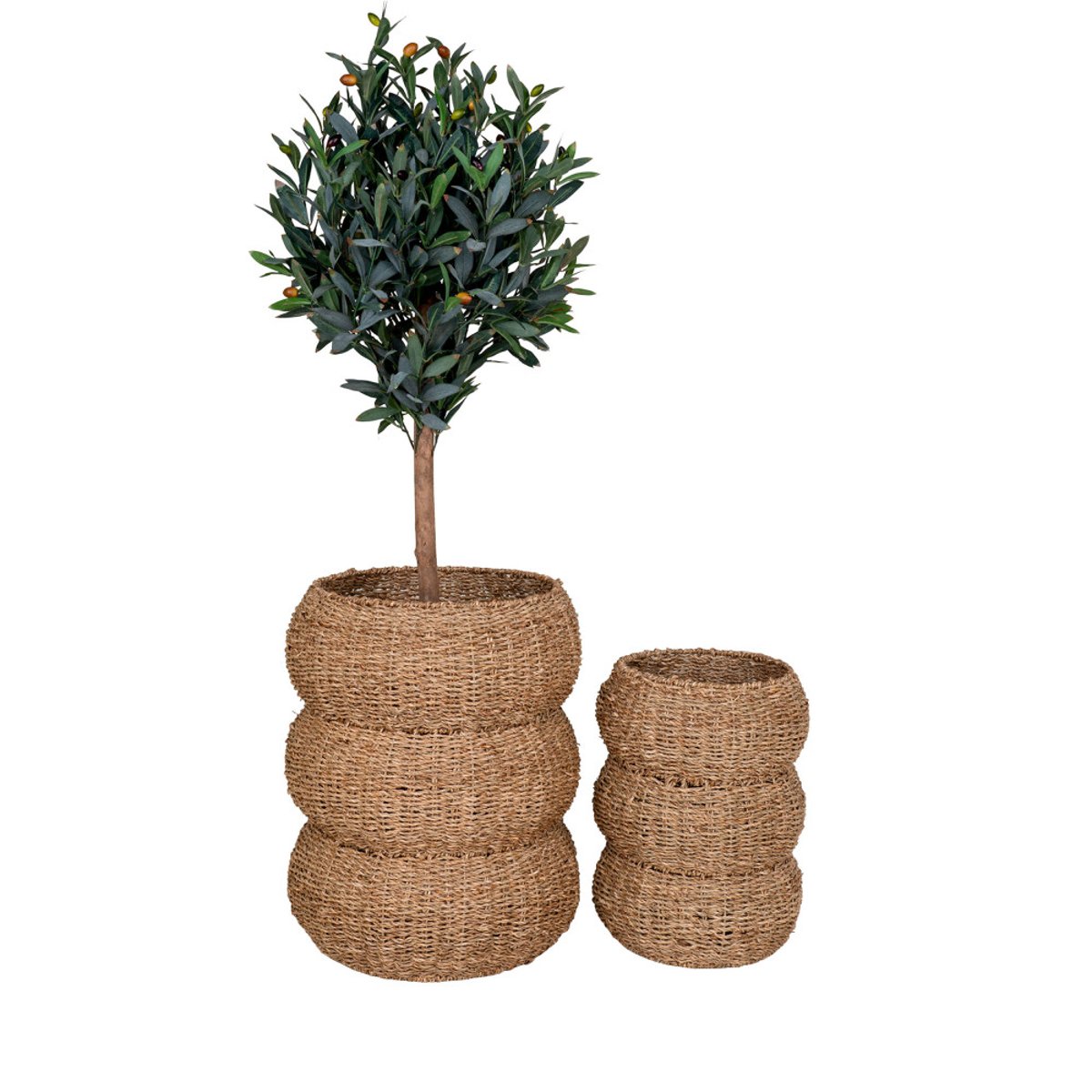 Lot de 2 paniers en jonc de mer- SARBAS naturel, HOUSE NORDIC