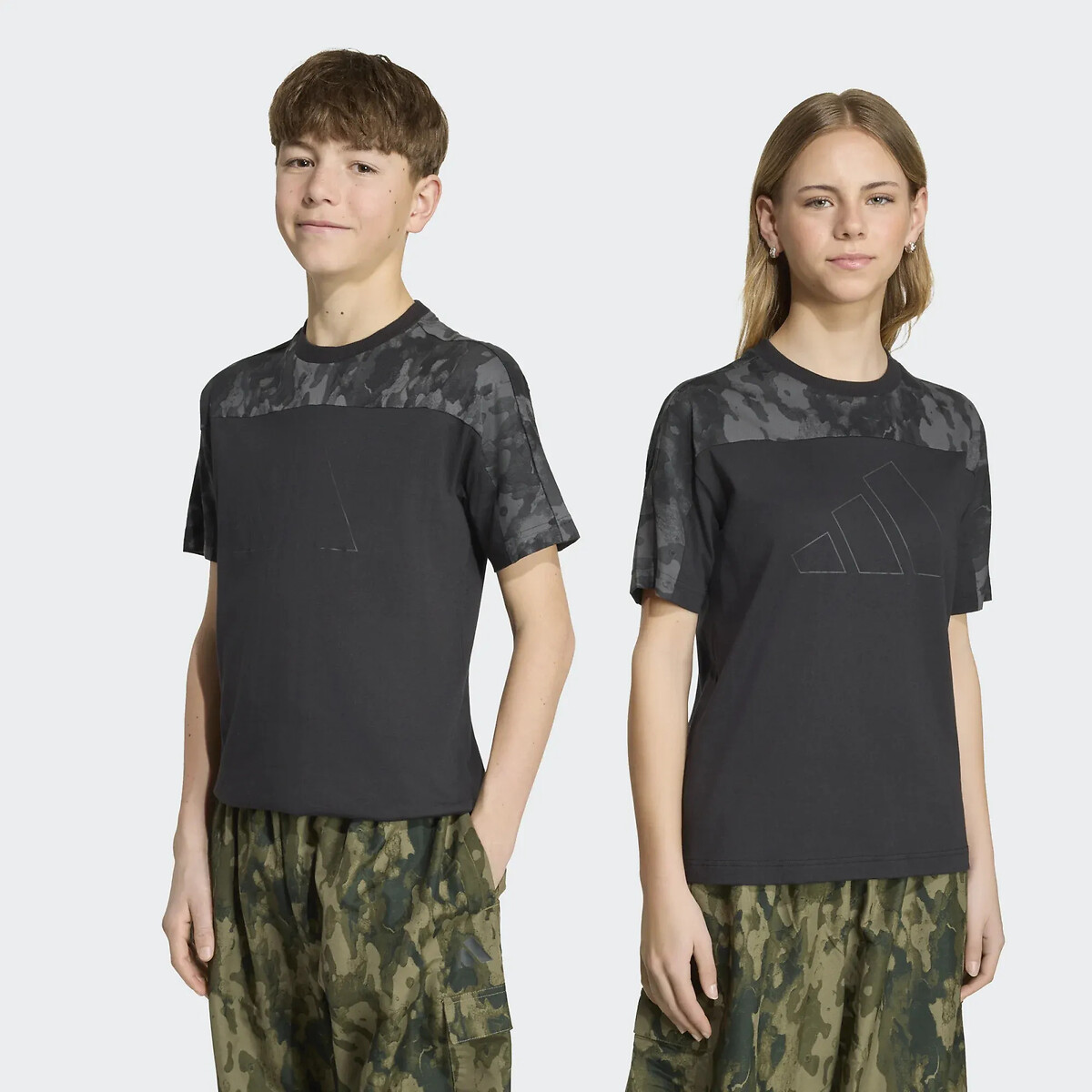 T-shirt manches courtes, imprimé camouflage noir, adidas Performance