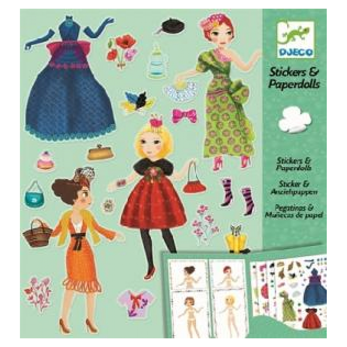 PaperDolls Stickers Trop mode vert, DJECO